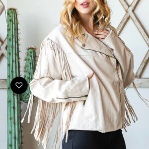 Oli & Hali FRINGE DETAIL SUEDE ZIP FRONT MOTO JACKET
